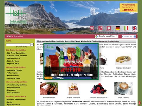 h-h-shop.com Speck dell'Alto Adige,vini e tutte le specialit