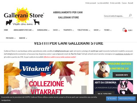 Negozio e-commerce abbigliamento e accessori trendy per cani
