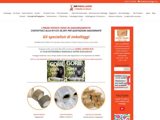 AB Imballaggi: film estensibile, nastro adesivo, scatole